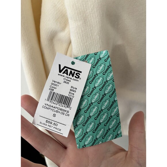 VANS Off White  Cropped Fleece Hoodie Sweatshirt, Women's Size Small - Picture 4 of 7